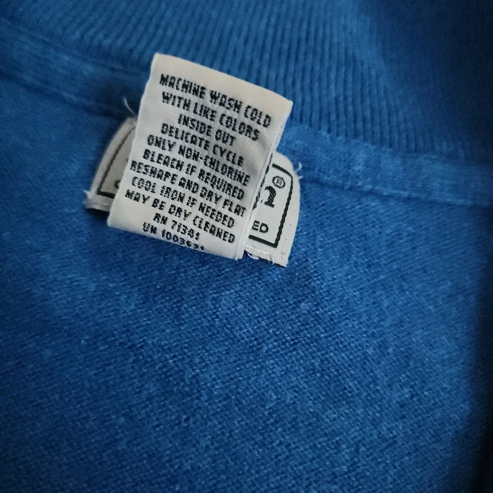 L.L.Bean Quarter Zip Sweater Mens Large Tall Blue Cotton Cashmere Blend 275554